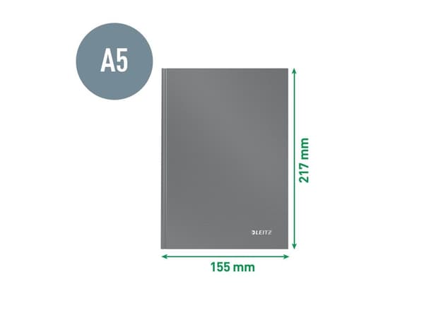 Leitz Solid - Notisbok - A5 (148 x 210 mm) - 80 ark / 160 sider - linjert - lys rød - plast