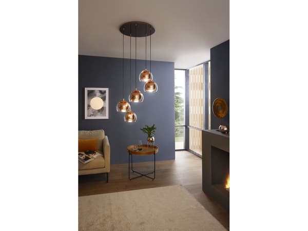 EGLO ROCAMAR 1 kluster E27 5L koppar/klarglas