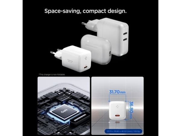 Spigen EE451EU, inomhus, AC, 1 m, Vit