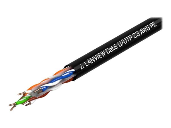 Lanview - Bulkkabel - 305 m - UTP - CAT 6 - udendørs, solid - sort