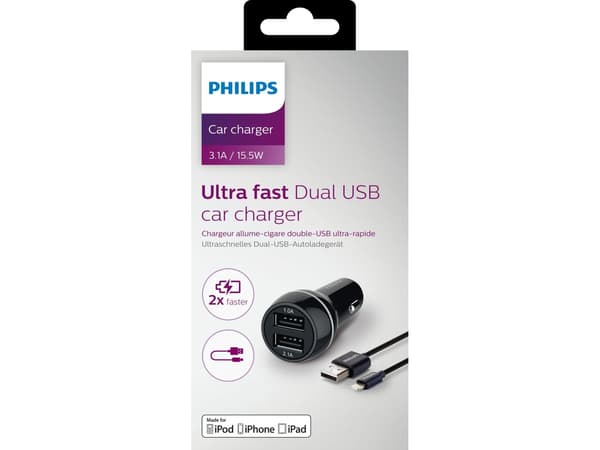 Philips-lader 2x USB-A 3,1 A (DLP2357V/10)