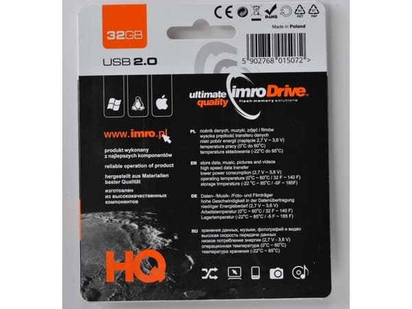 IMRO AXIS/32G USB, 32 GB, 2.0, Taittuva, Punainen