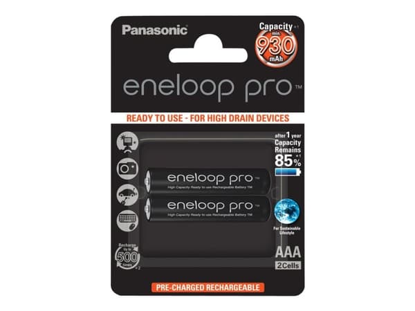 Panasonic eneloop pro BK-4HCDE/2BE - Batteri 2 x AAA - NiMH - (ladbare) - 930 mAh