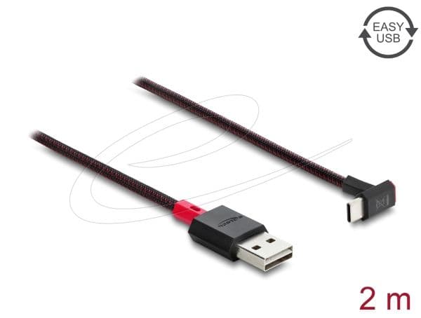 DeLOCK 81551, 2 m, USB A, USB C, USB 2.0, Punainen, Musta