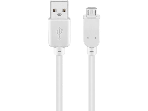 Goobay USB 2.0 A/micro-B 0.6m, 0,6 m, USB A, Micro-USB B, USB 2.0, Hankjønn/hankjønn, Hvit