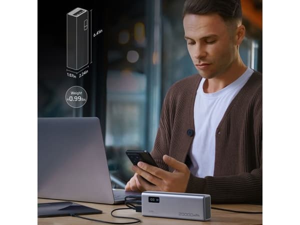 Cuktech P+Series nr. 15, 150 W, 20 000 mAh, grå