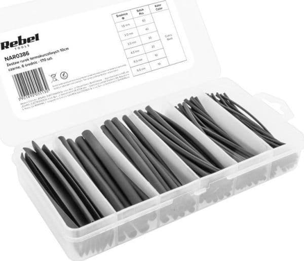 Cabletech krympslang 10 cm. sort, 6 diametrar- 170 st.
