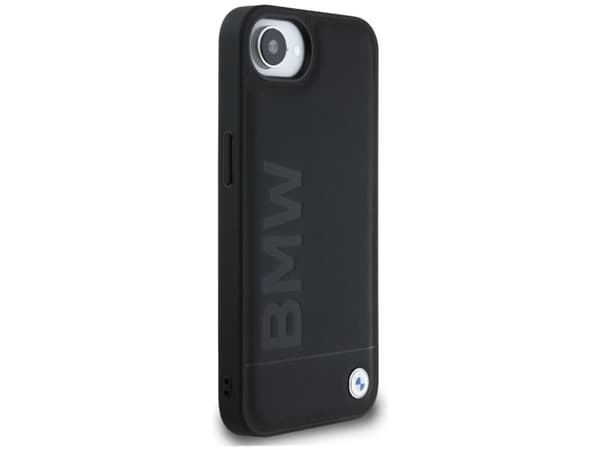 BMW skinn hot stamp-deksel til iPhone 16e - sort
