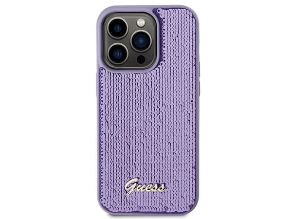 Guess Sequin Script metallskal till iPhone 15 Pro Max - lila