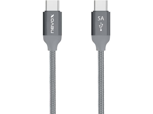 nevox 1653, 1 m, USB C, USB C, USB 2.0, 0,48 Gbit/s, Grå, Sølv