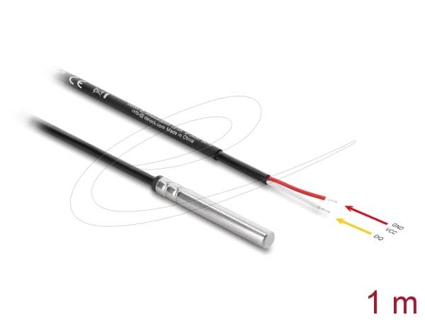 Delock - Temperatursensor kabel - svart - 1 m