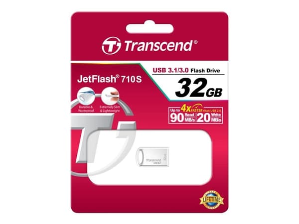 Transcend JetFlash 710 - USB-flashstasjon - 32 GB - USB 3.1 - sølv