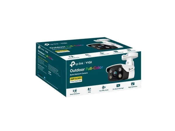 TP-Link VIGI C340, IP-säkerhetskamera, Utomhus, Kabel, Tak/vägg/stång, Svart, Vit, Projektil (form)