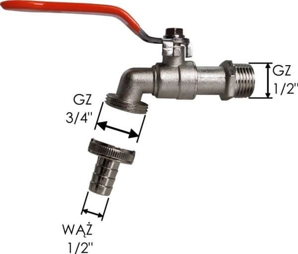BRADAS kulekran 1/2" GZ 3/4"