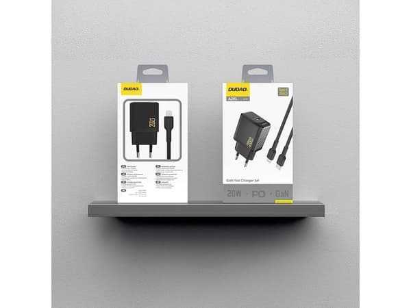 Dudao A26LEU Adapter 20Watt 1xUSB-C (1m USB-C to Lightning cable included) Sort