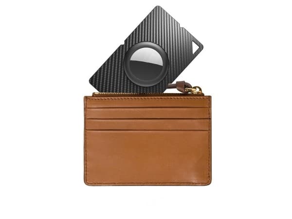 Airtag Carbon Fiber Pattern Wallet Card Case - Black