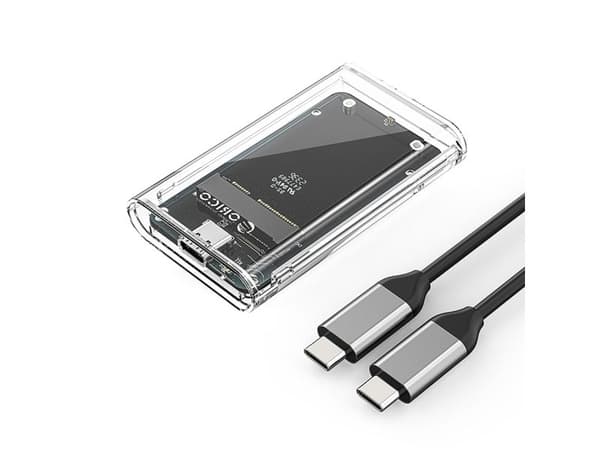 MSATA USB-C 3.2 5Gbps Diskbrønn - Gjennomsiktig