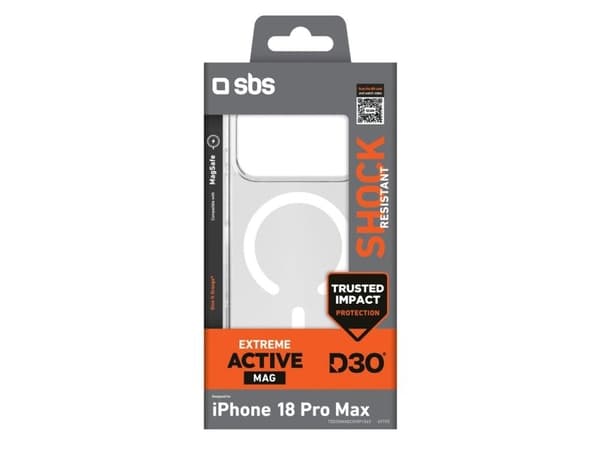 SBS D3O Active Case for iPhone 18 Pro Max / 17 Pro Max Compatible with MagSafe - Transparent