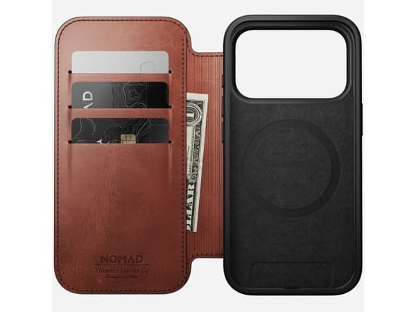 Nomad Modern Leather Folio, Folio, Apple, iPhone 17 Pro, 16 cm (6.3"), Brun