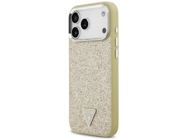 Guess Glitter Triangle Logo MagSafe Case for iPhone 17 Pro Max - Gold