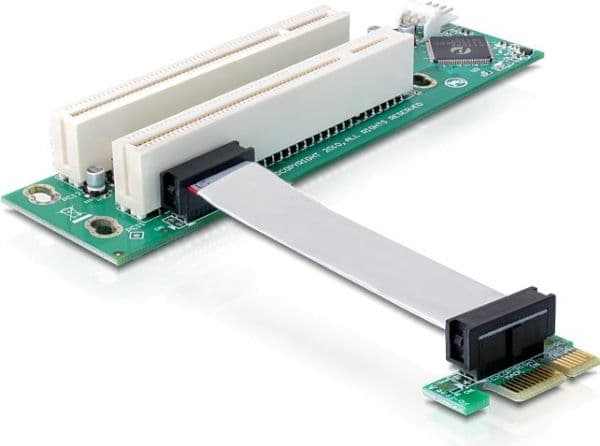 Delock Riser card PCI Express x1 > 2x PCI 32Bit 5 V with flexible cable 9 cm left insertion - Stigekort