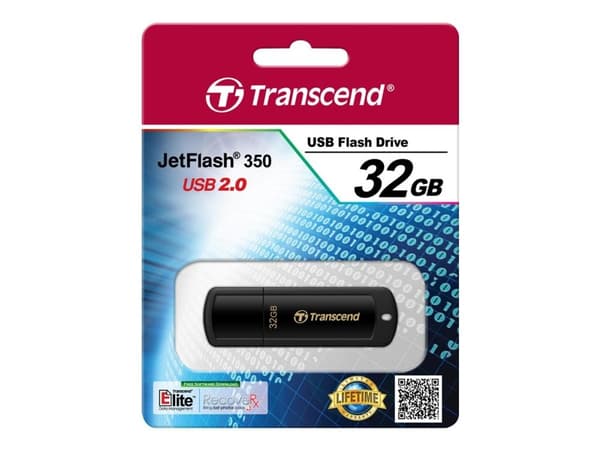 Transcend JetFlash 350 - USB flash-enhet - 32 GB - USB 2.0 - svart