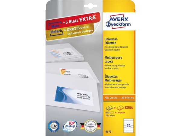UNIVERSAL-ETIK.70,0X37 600 stk. (6173)