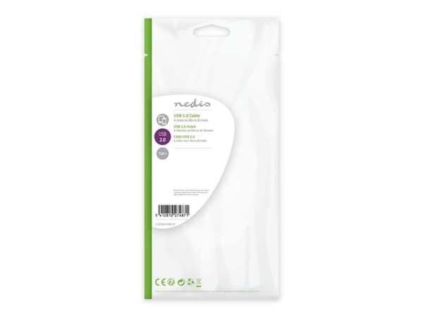 Nedis CCGP60410BK10, 1 m, USB A, Micro-USB B, USB 2.0, Svart