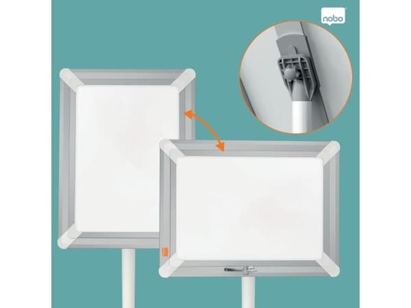 Nobo Premium Plus låsbart A4 displaystativ, Bildestativ, Aluminium, Polypropylen (PP), Sølv, Gulv, Rektangulær, Landskap/portrett