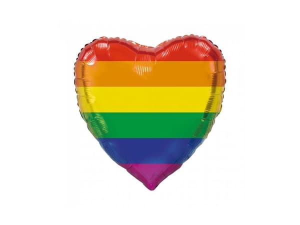 Hjerte Rainbow folieballon, 92 cm