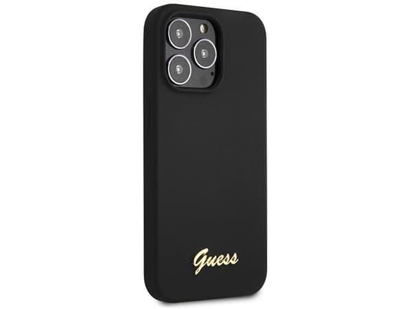 Guess GUHCP13XLSLMGBK iPhone 13 Pro Max 6,7" hardcase sort/sort silikone Script Gold Logo