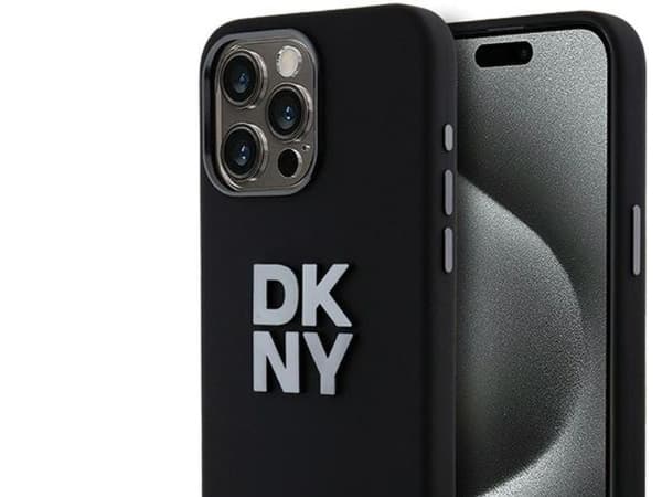 DKNY Liquid Silicone metal logo-deksel for iPhone 15 Pro Max sort