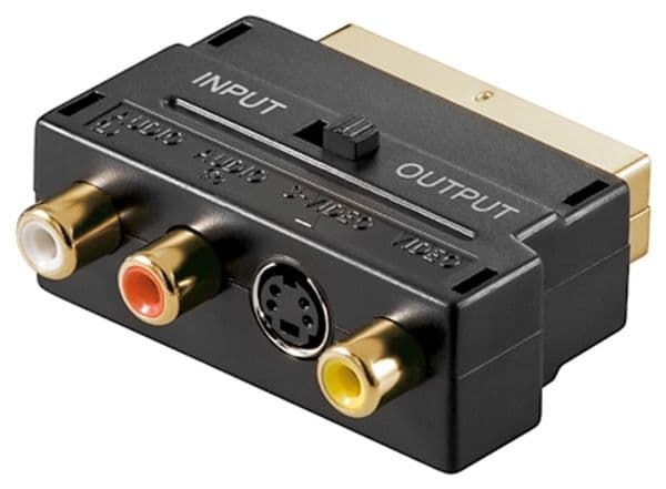 Goobay 50499, SCART, 3x RCA / Mini-DIN 4, Sort