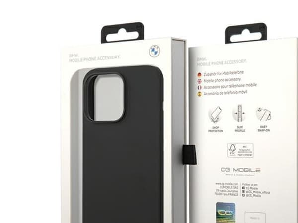 BMW Silicone Metal Logo iPhone 15 Pro Max Case - Black