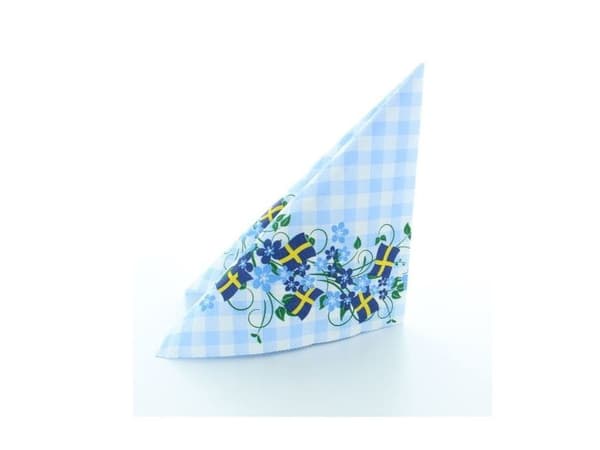 Servietter med blomsterranke og svenske flag
