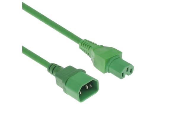 Nätkabel C14 - C15 grön 1,2 m