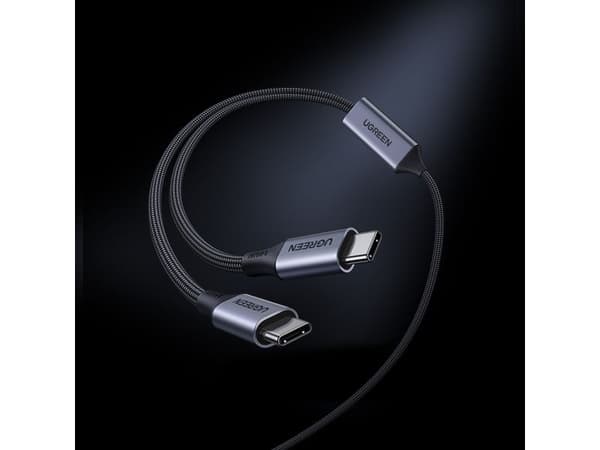 Ugreen USB-kabel USB-C - 2x USB-C 2 m svart-grå (6941876277339)