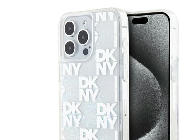 DKNY Liquid Glitter multilogo-skal för iPhone 15 Pro Max - vit