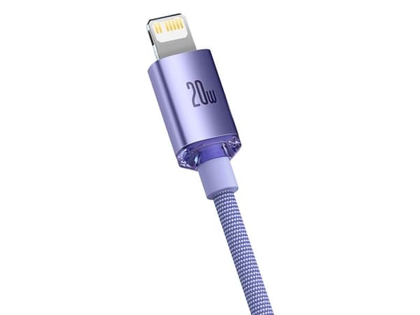 Baseus Crystal Shine, Lilla, USB C, Lightning, 1,2 m, Hankjønn, Hankjønn