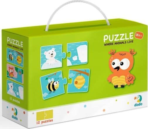 Dodo puslespill 12x2 – Hvor lever dyrene?