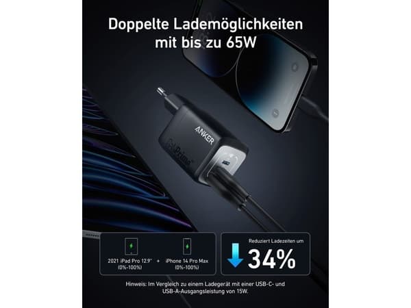 Anker Laddare Prime 735 67W 2xUSB-C 1xUSB-A Svart