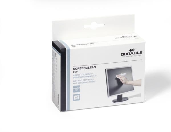 Durable Screenclean Duo, Valkoinen, Laatikko
