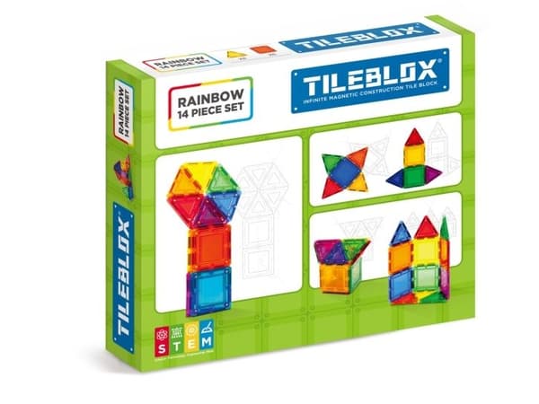 Tileblox regnbuemagnetiske klosser 14 stk