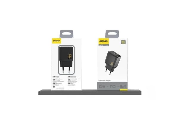 Dudao A26EU adapter 20W GaN 1xUSB-C svart