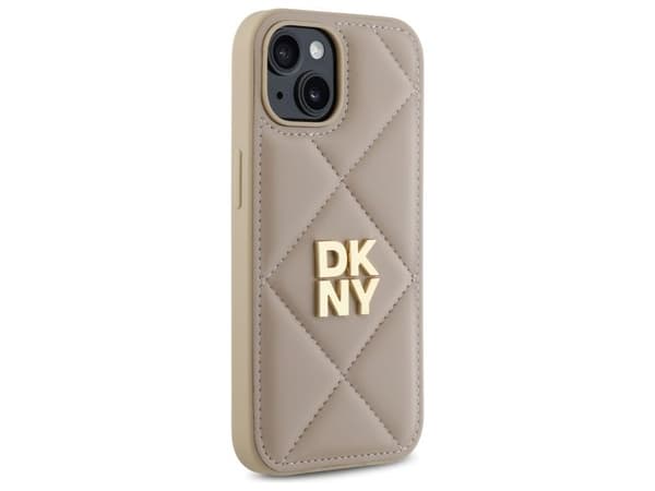 DKNY quiltad stack-logga iPhone 15-skal - beige