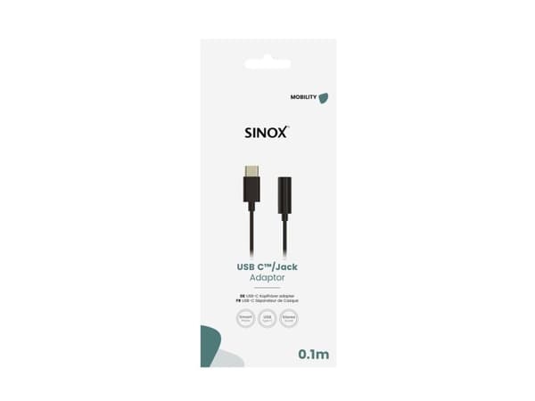 Sinox Mibility, USB C, Mini Jack 3.5 mm, 0,1 m, musta