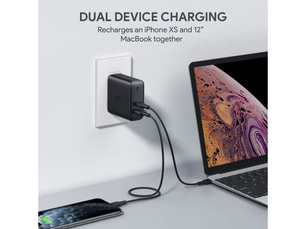 PA-D3 nätladdare 2xUSB PD 60W 5,4A (USB-A + USB-C)