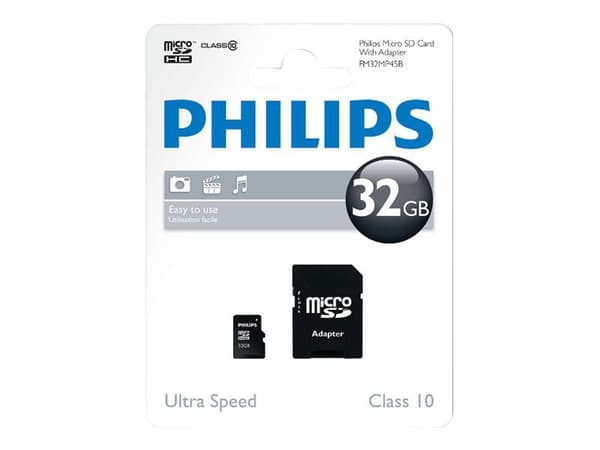 Philips FM32MP45B - Flashminnekort (microSDHC til SD-adapter inkludert) - 32 GB - Class 10 - microSDHC