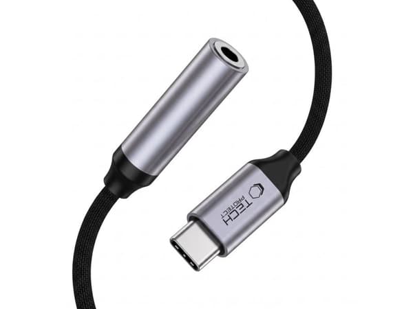 Adapter AV Tech-Protect TECH-PROTECT ULTRABOOST ADAPTER USB-C TO MINI JACK 3.5MM DAC IRON GREY