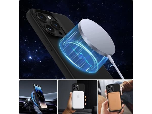 Tech-Protect Silicone MagSafe iPhone 15 Case - Matte Black